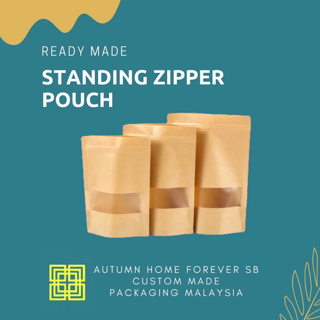 Custom Aluminium, Craft Paper Standing Zipper Pouch,Own Logo Printing ...