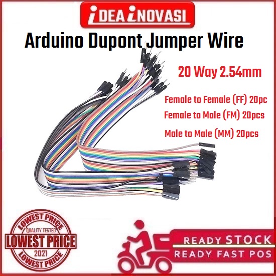 Jumper Wire DIY Experiment Breadboard Rainbow 20p Wires Cable 20cm for ...