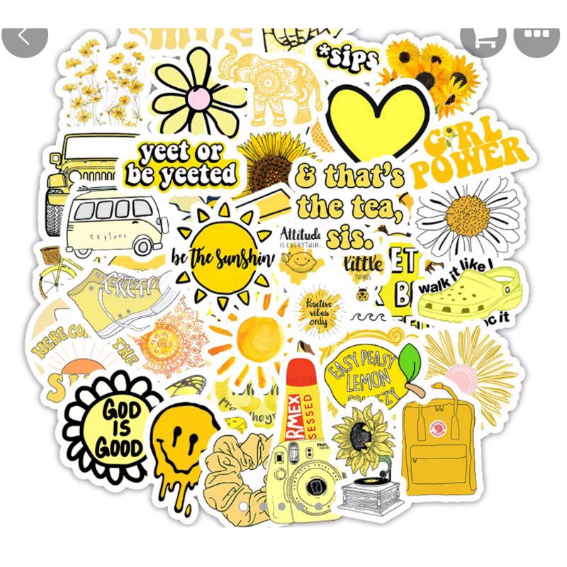 Rosseain2*s3. Stickers Yellow Cute Sticker Yellow 50 Pcs 