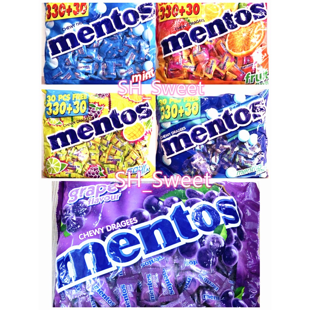 330/360pcs Mentos Fruits Mint Menthol Sour Mix Grapes Candy Gula ...