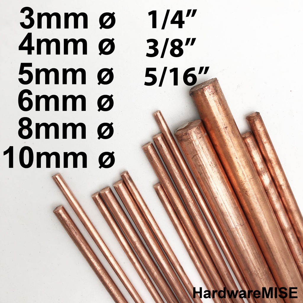 Copper Rod 3mm 4mm 5mm 6mm 8mm 10mm 1/4 3/8 5/16 Diameter