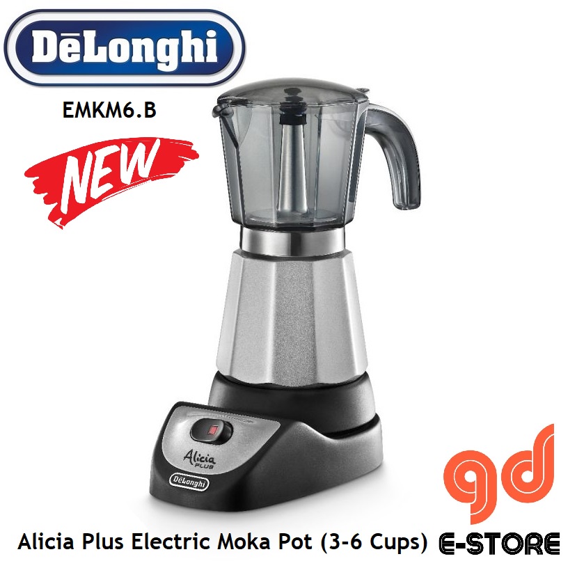 Delonghi Alicia Plus Electric Moka Pot Coffee Maker 3 6 Cups EMKM6.B