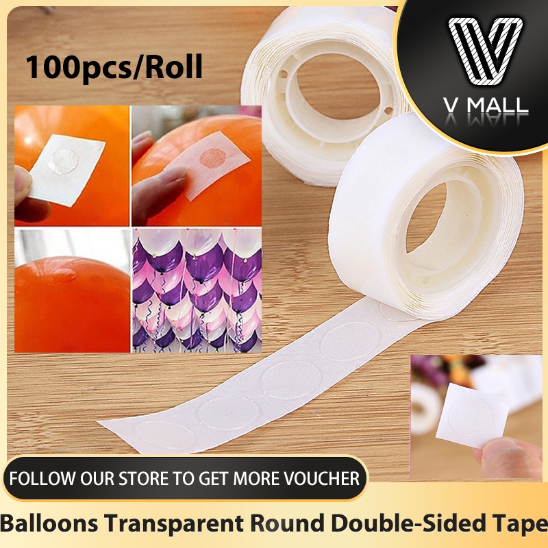 V MART - 100pcs/Roll Balloons Transparent Round Double-Sided Adhesive ...