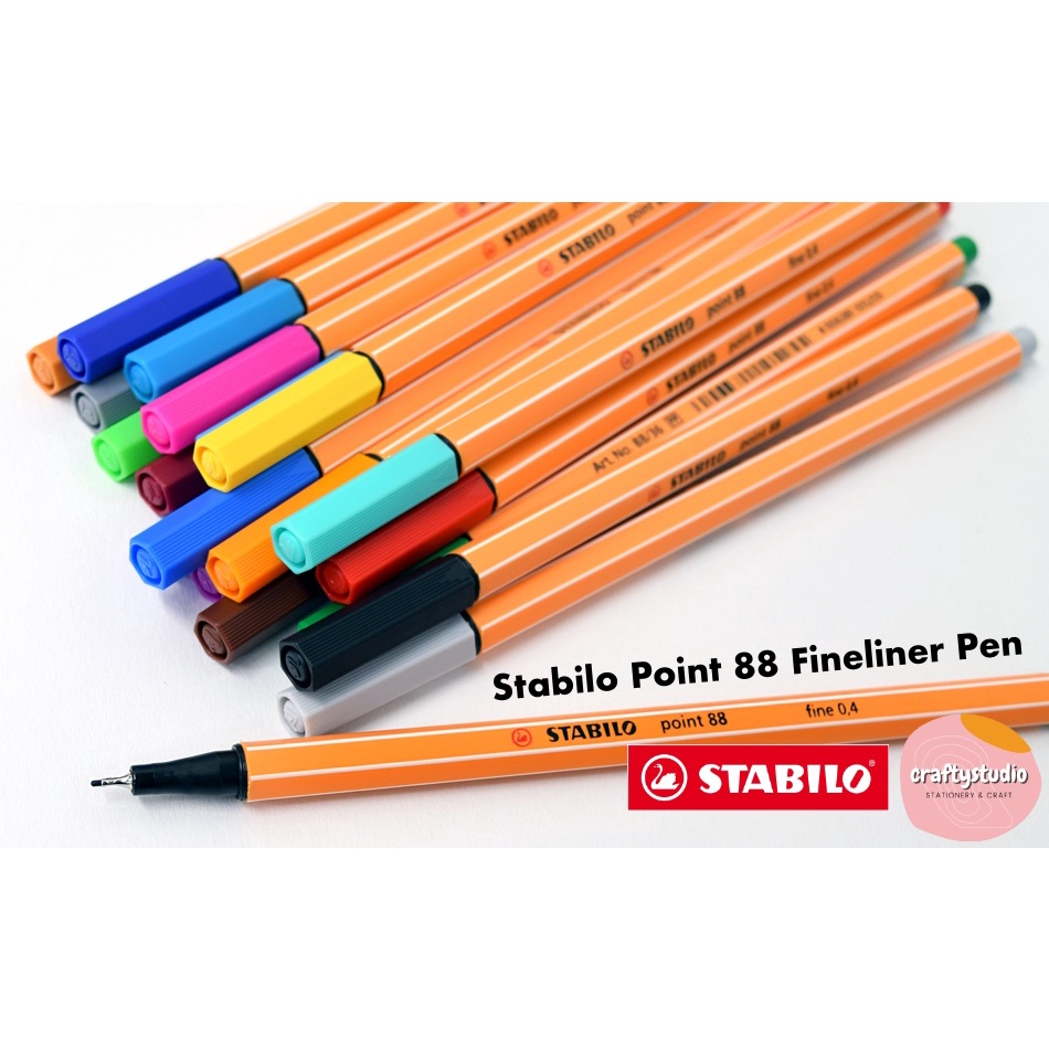  STABILO Point 88 Fineliner Pens - 0.4mm Fine Nib - Pack of 40  Assorted Colours : Office Products