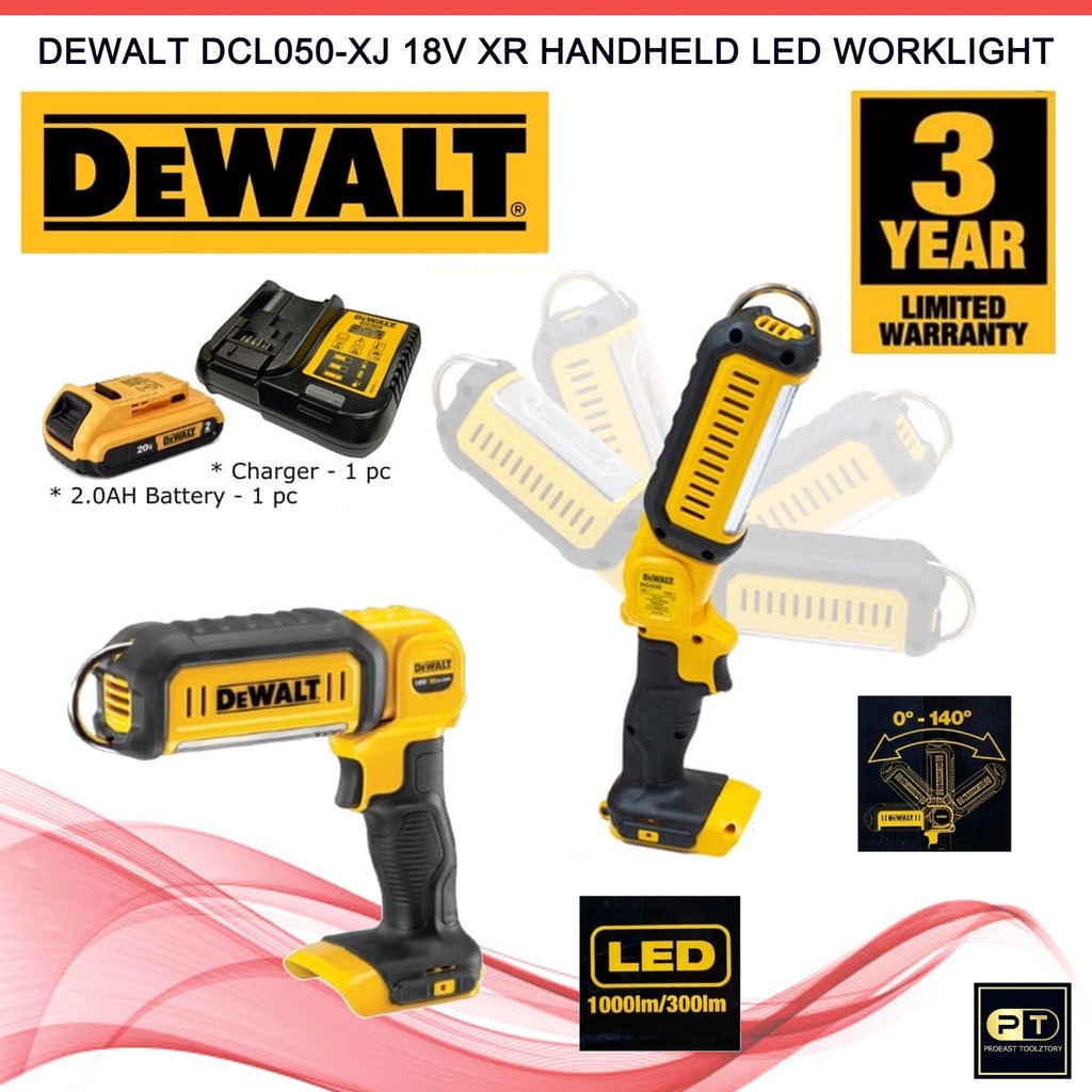 Dewalt DCL050-XJ 18V/20V XR Handheld LED Worklight Lampu LED Work Light ...