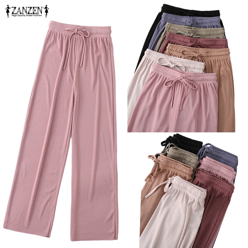 ZANZEN S~3XL Women Long Trousers New Fashion Palazo laici Female Cotton ...