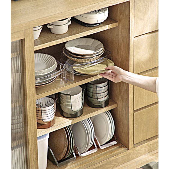 Kitchen Plate Organizer Tableware Transparent Storage Rack Japanese ...