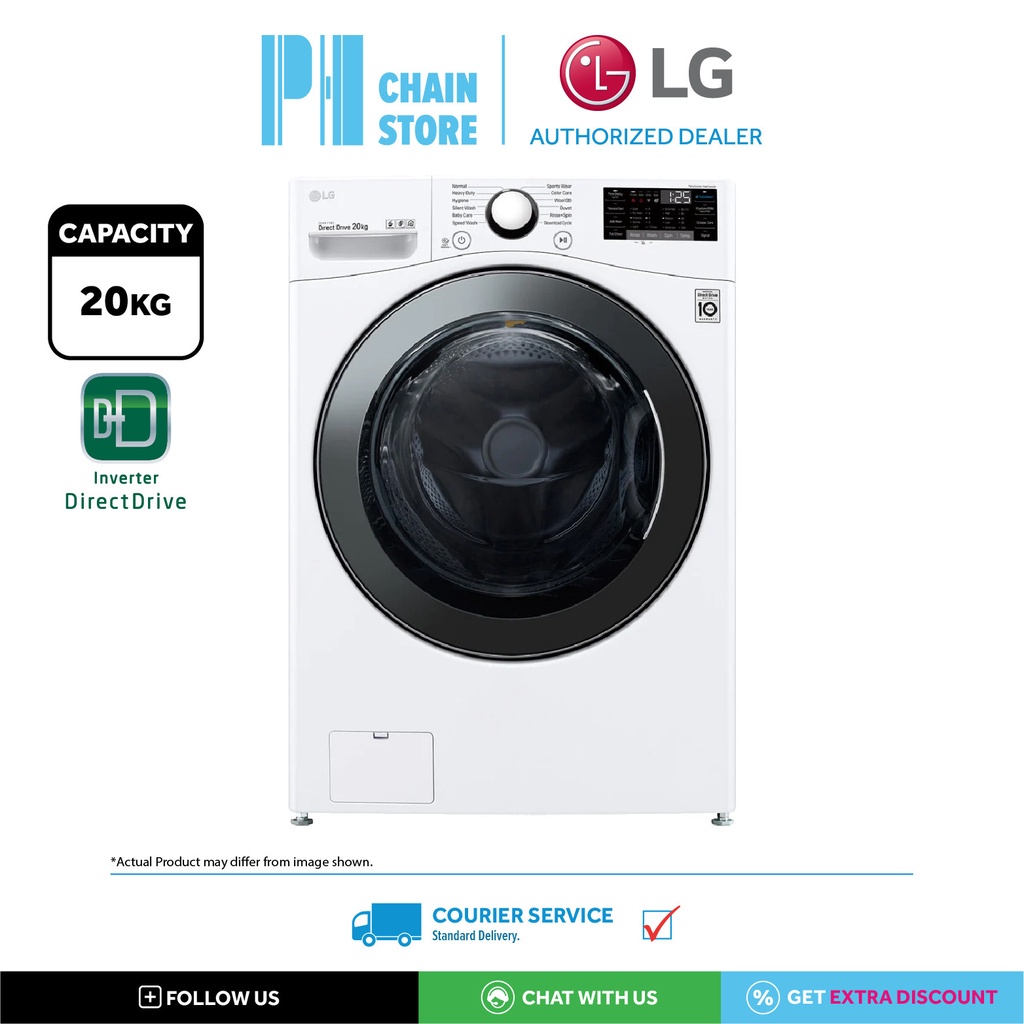(COURIER SERVICE) LG F2720SVRW 20KG FRONT LOAD WASHING MACHINE WITH 6
