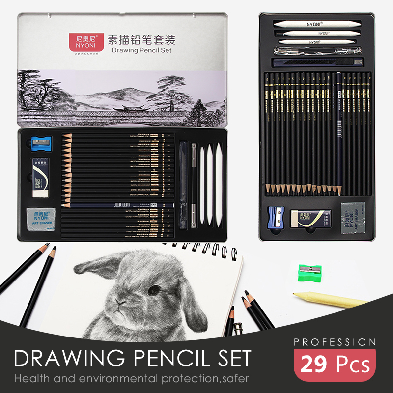 29 Pcs Professional Drawing Pencil Kit Set Sketch Pencil Set