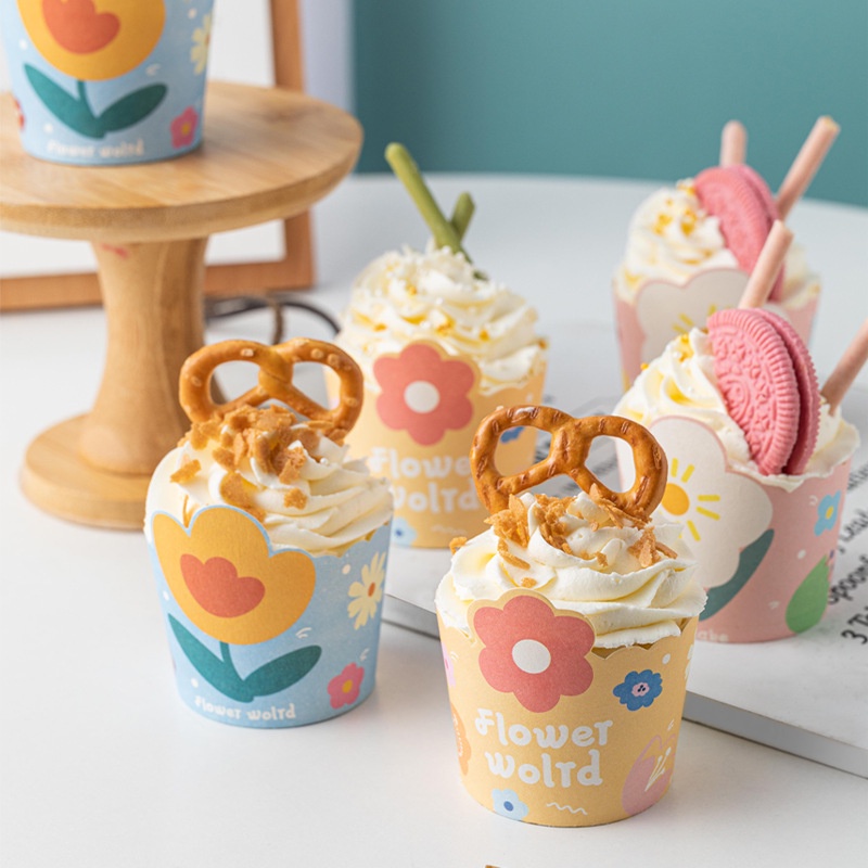 75Pcs Flower Design Cupcake Liners, Greaseproof Paper Muffin Baking ...