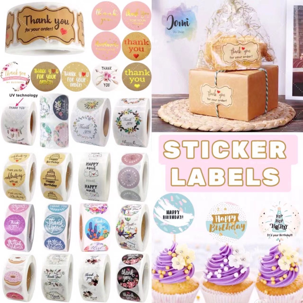 Thank You Birthday Party 500pcs / roll Round Circle Seal Label Sticker ...