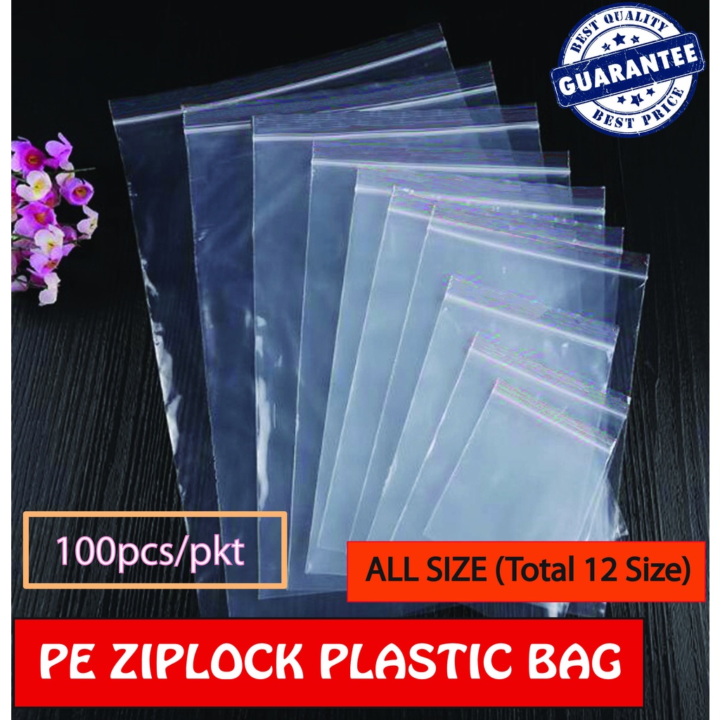 Medium Size 5x86x97x108x12 Pe Plastic Zipper Zip Bag Ziplock