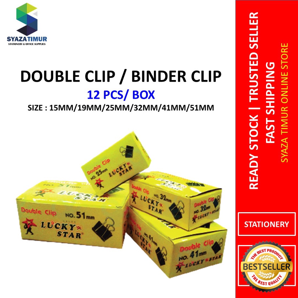 Binder Clips, Double Clip, Double Klip, Klip Kertas, Saiz 15mm / 19mm /  25mm / 32mm / 41mm / 51mm