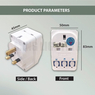 (Sirim) 3 Way Multiple Adaptor Individual On Off Switch 13A Adapter 3 ...