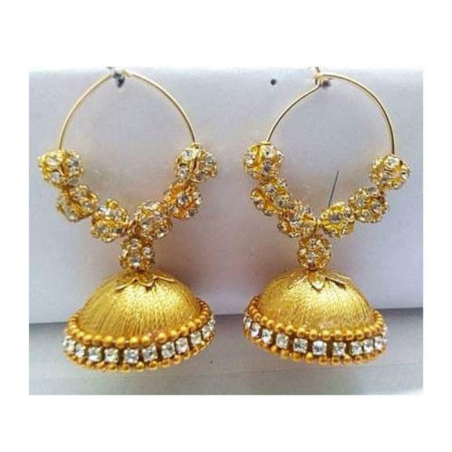 Handmade earrings with silk thread deals