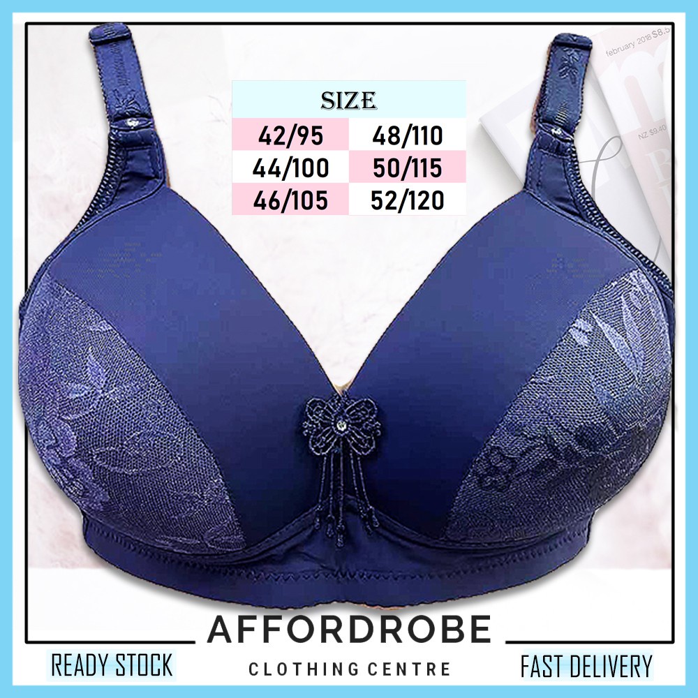 daiso 42C52C Big Plus Size Bra Full Cup C Cotton Lace NonWired Strap