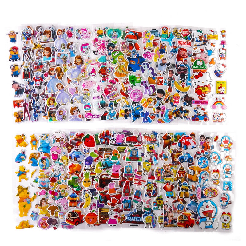 TOYSSAFARI 10 Sheets 3D Bubble Cartoon Stickers Birthday Gift Free Gift ...