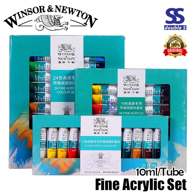 WINSOR & NEWTON Fine Acrylic Paint Set 12/18/24/36 Colours/10ml/Tube ...