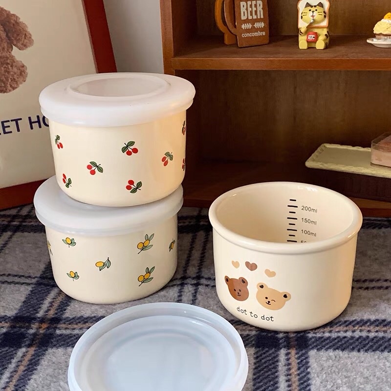 Baby Ceramic Bowl Container Tupperware BLW Cooking Plate Cover Feeding ...