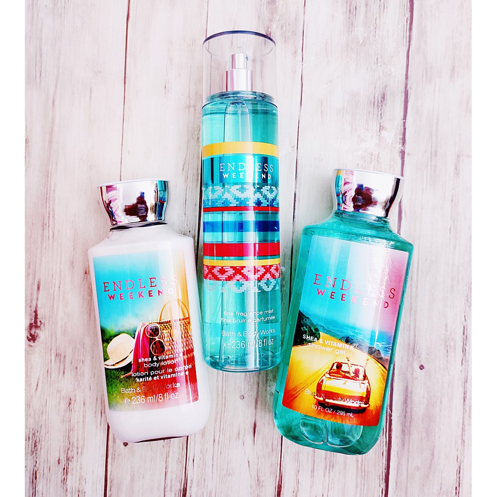 Endless Weekend Bath & Body Works Body Lotion Fragrance Mist Shower Gel