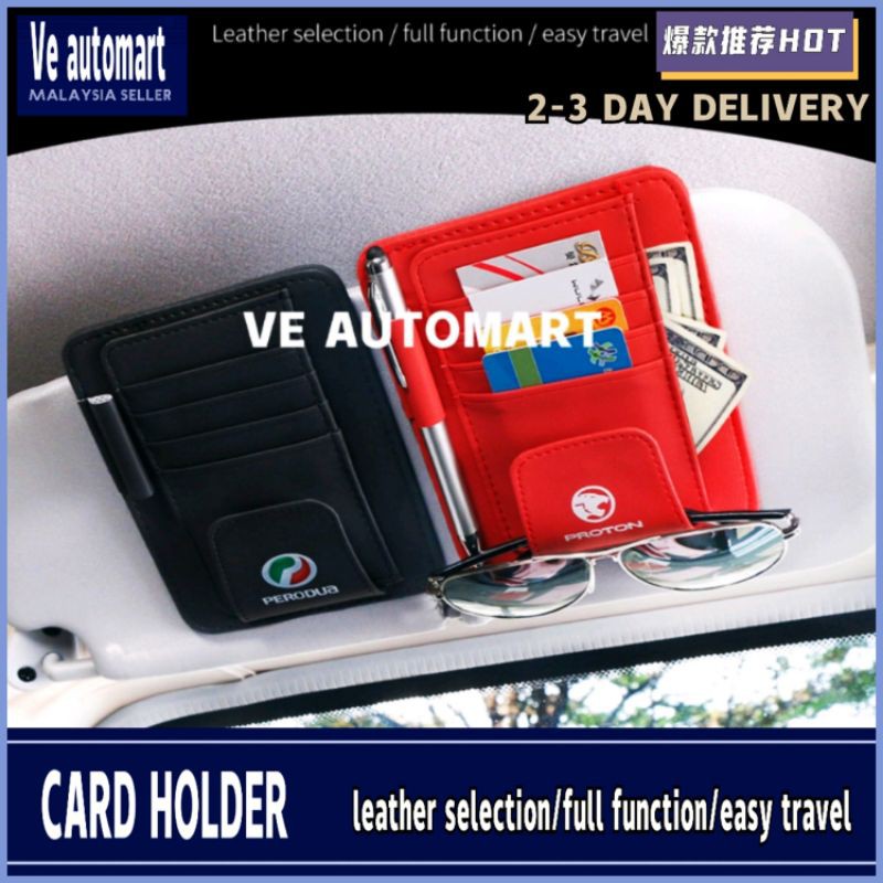 Vemart car card holder Multi Function Leather axia bezza myvi aruz ...
