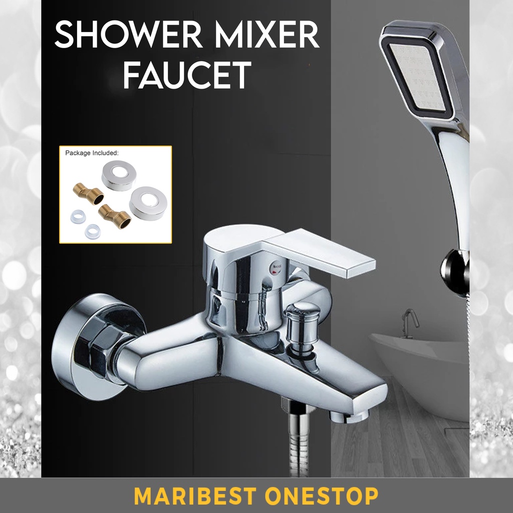 Long Bath Mixer Valve Hot and Cold Shower Faucet Wall Mounted Bathtub ...