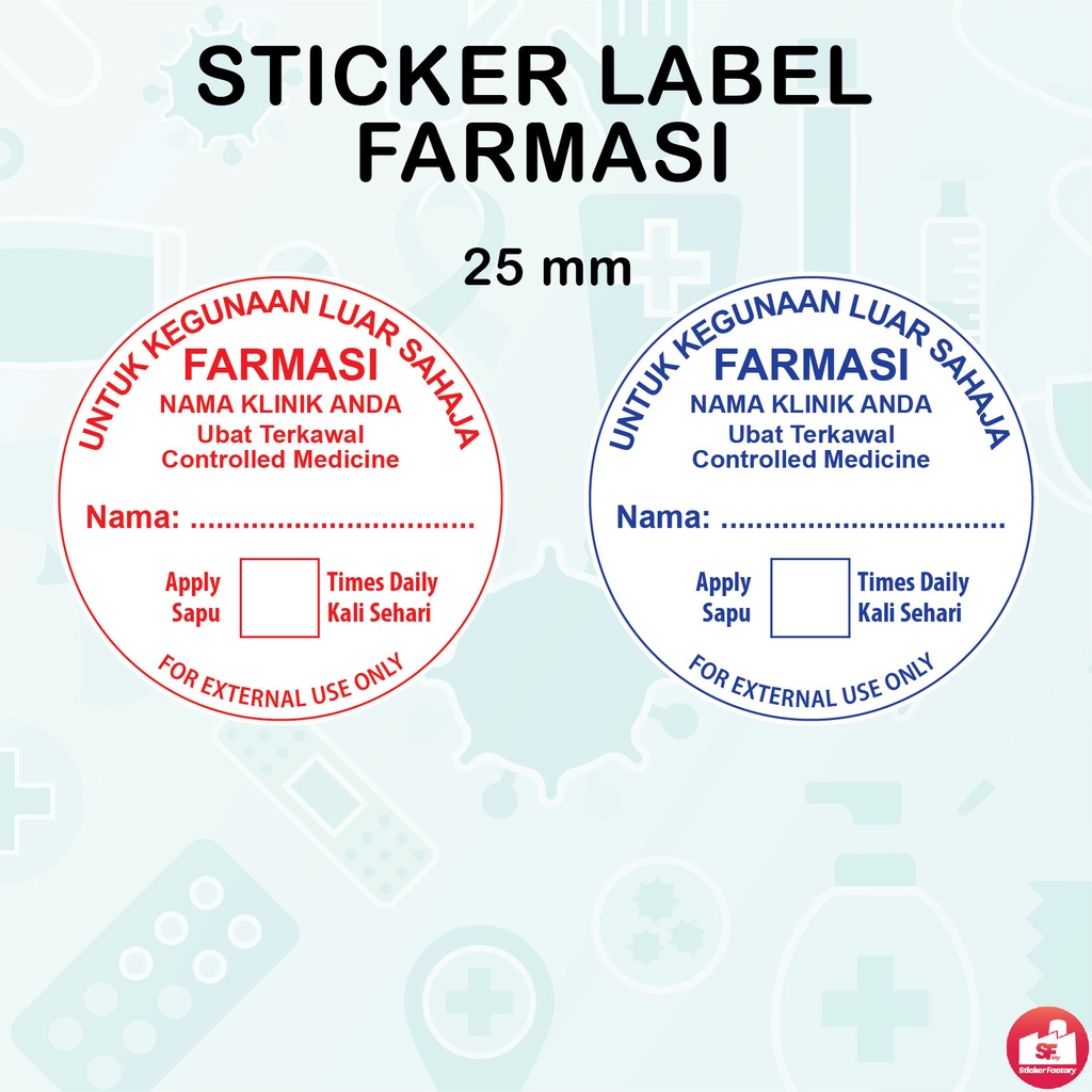 Sticker Label Ubat / Stiker Label Ubat Klinik / Sticker Label Farmasi