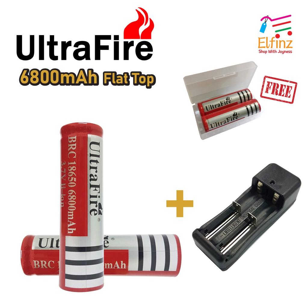 Batería UltraFire Litio-ion, recargable, 3.7V, 6800 mah.