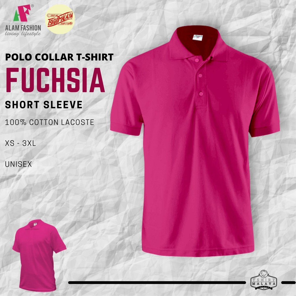 FUSCHIA PINK Polo Collar Shirt Unisex Tshirt Kosong Berkolar ALAM FASHION Shopee Malaysia