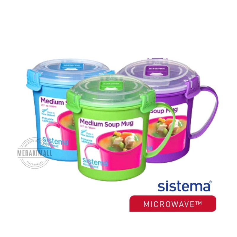 Sistema Microwave Medium Soup Mug (1 Unit) Phthalate and BPA Free Plastic Food Storage