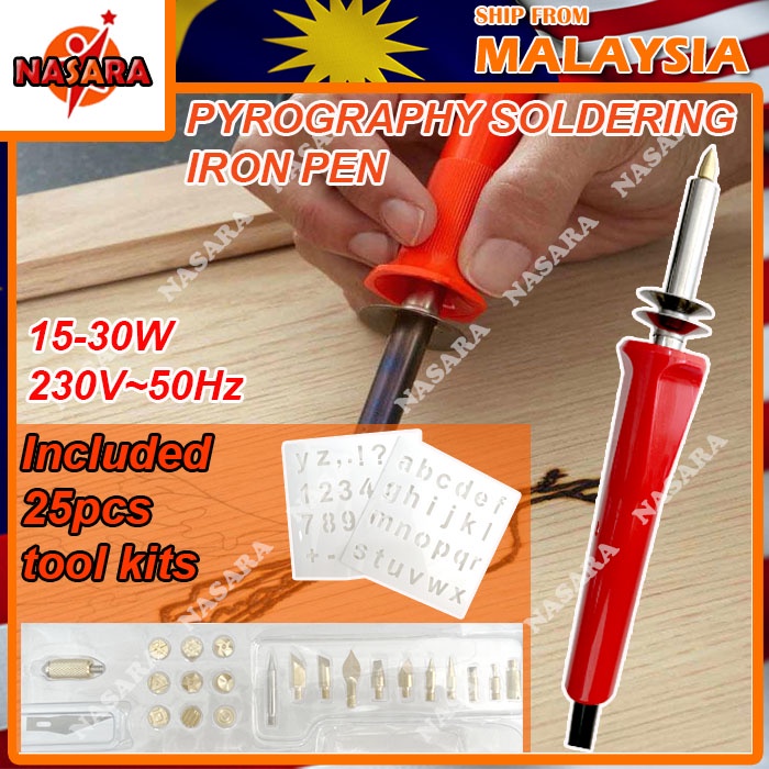 NASARA WOOD BURNING EMBOSSING TOOL KIT SET SOLDERING PYROGRAPHY PEN ...