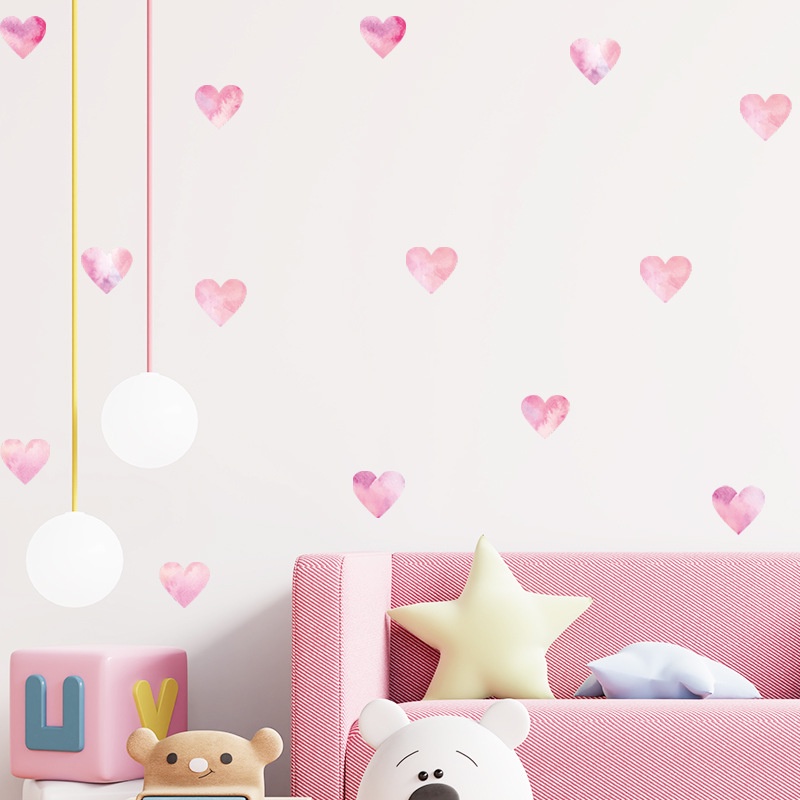 Painted Pink Love Bedroom Wardrobe Refrigerator Entrance DIY Home Wall ...