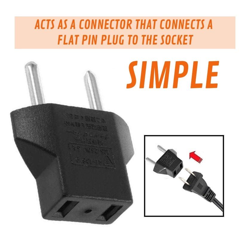 2 PIN Adapter Converter US Input to EU Malaysia Output Round Plug ...