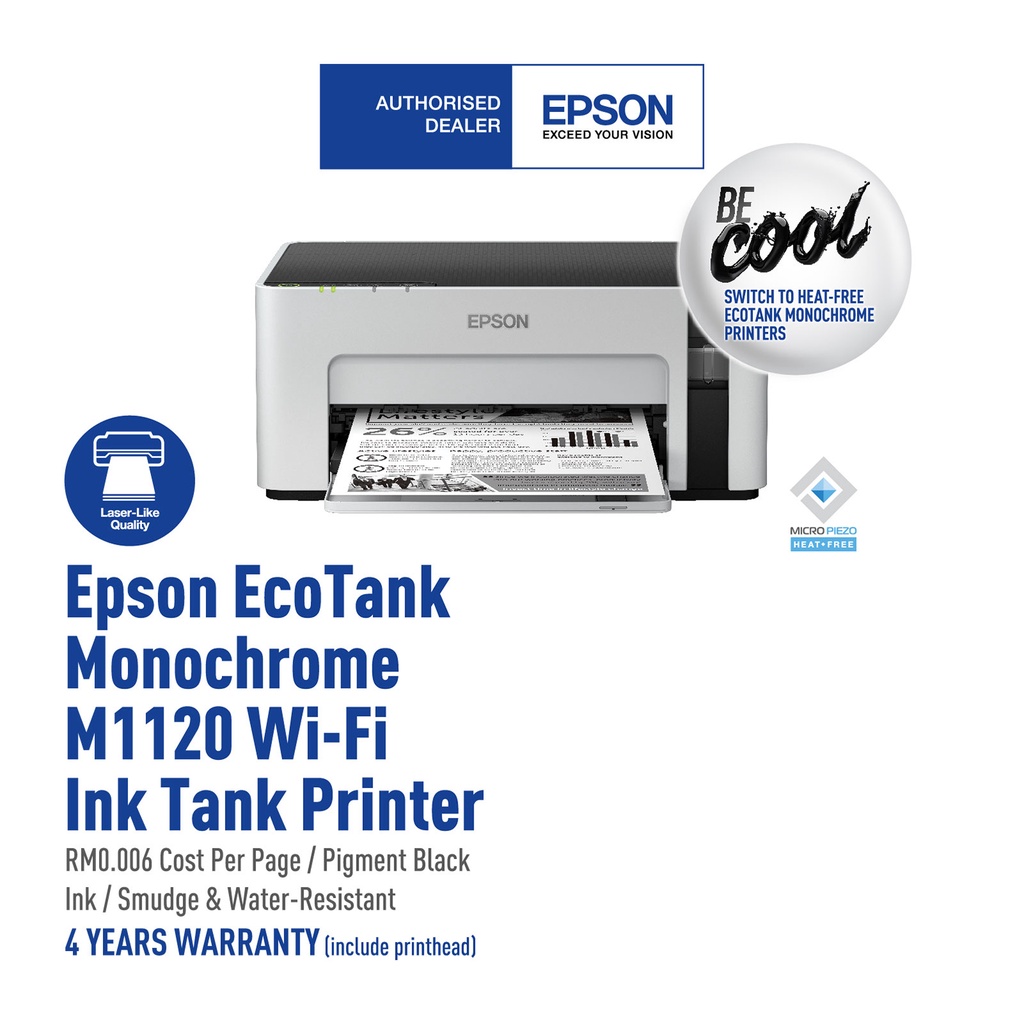 [HEAVY DUTY]EPSON M1120 EcoTank Monochrome M1120 WiFi Ink Tank Printer