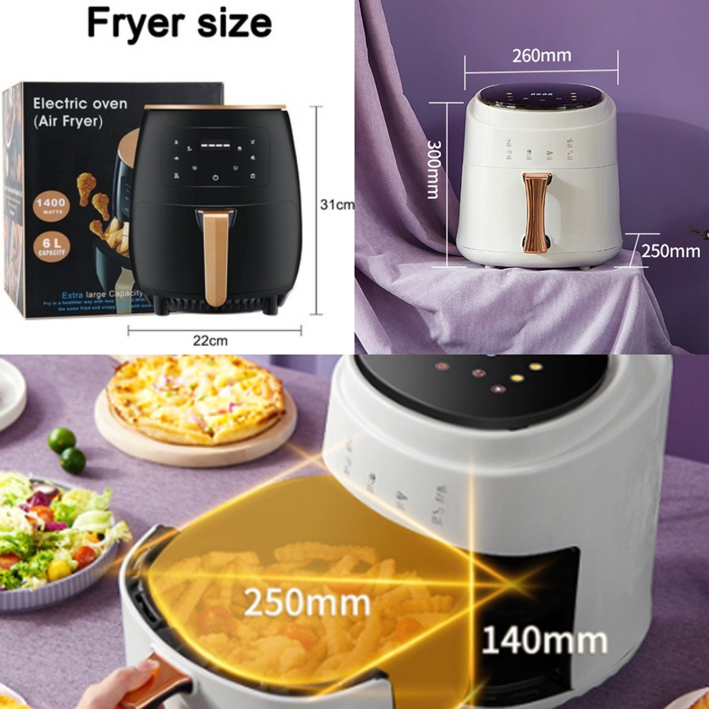 Air Fryer Touch LED Digital Touchscreen 1400W Oil Free Kitchen Aid ...