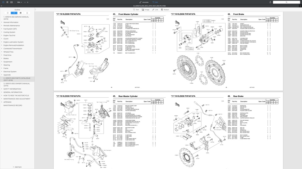 KAWASAKI VERSYS KLE 650 (2015+) SERVICE WORKSHOP MANUAL+ PARTS ...