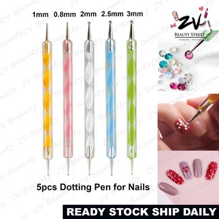 2 Way Dotting Pen Tool Nail Art Tip Dot Paint Manicure Kit (5pc)