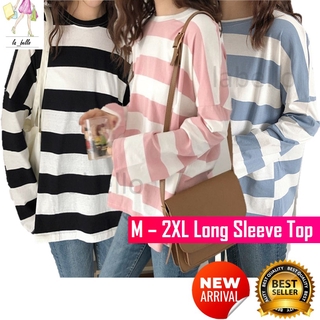VIRENE Korean Fashion Plus Size Striped Shirt Fashion Casual Loose Tops  Long Sleeve T-shirt Baju Lengan Panjang Pemborong Baju 221104