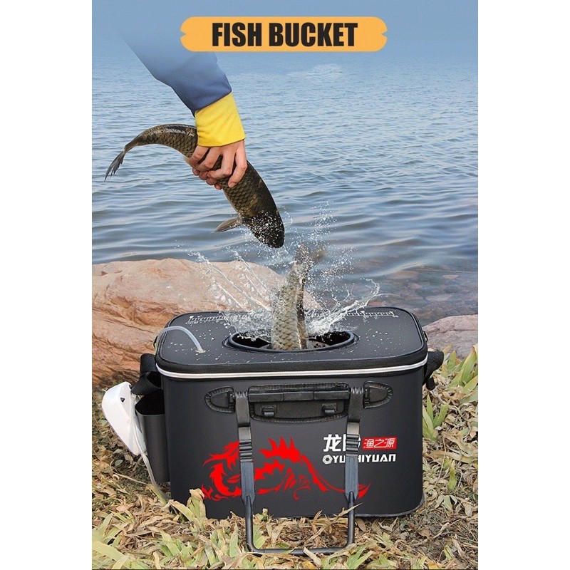 Ready stock🐠Bag ikan Portable Collapsible Folding Fishing Bucket Outdoor  Barrel Camping Travel Tool