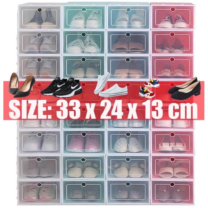 READYSTOCK Large Size Stackable Shoe Box Foldable Shoes Rack Attachable ...
