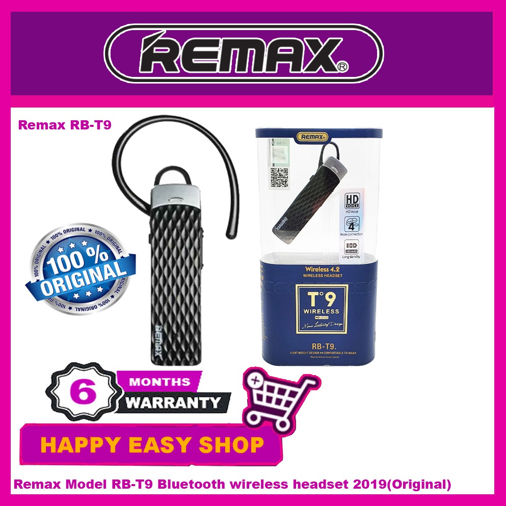 Official Remax Bluetooth Headset Model RB-T9 Bluetooth wireless headset ...