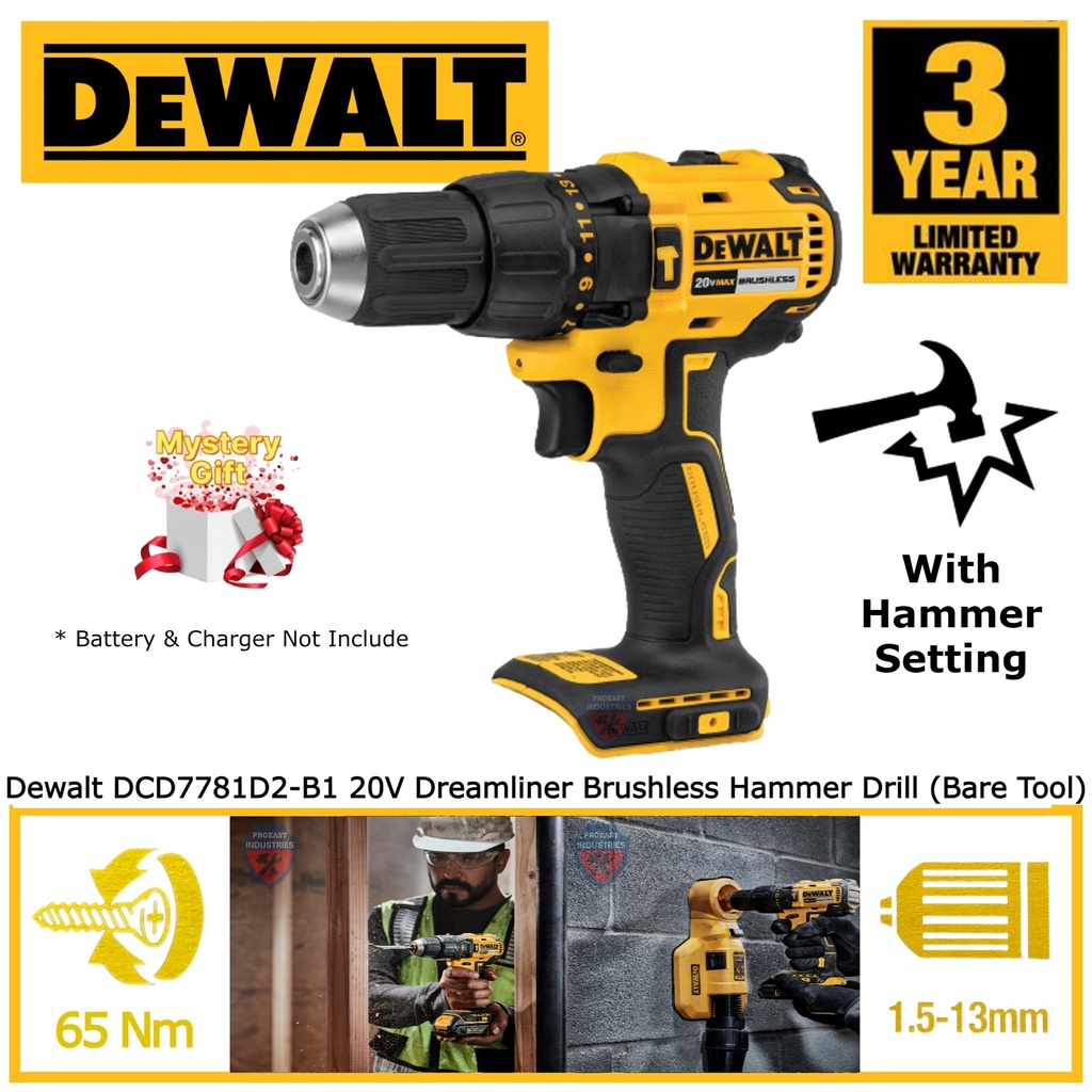 Dewalt DCD7781 (Bare Tool) 20V Brushless Cordless Hammer Drill ...