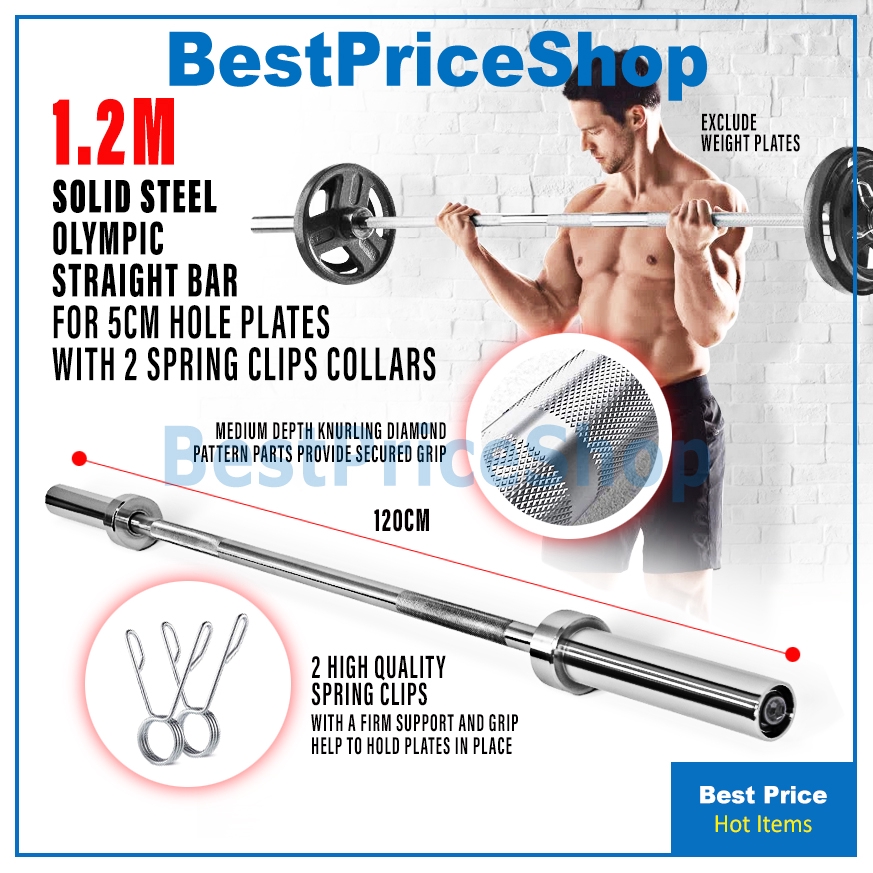 BPS Gym Grade 1.2m Olympic Barbell Straight Bar 6.5kg Handhold