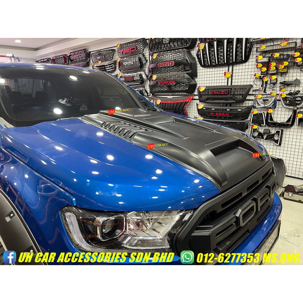 Ford Ranger T7 T8 Front Bonnet Bonet Scoop Hood Matt Black | Shopee ...