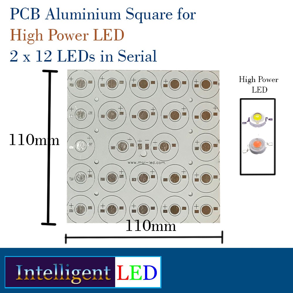 Aluminum PCB for 2 X 12 Series High Power LED Square 110 mm | Shopee ...