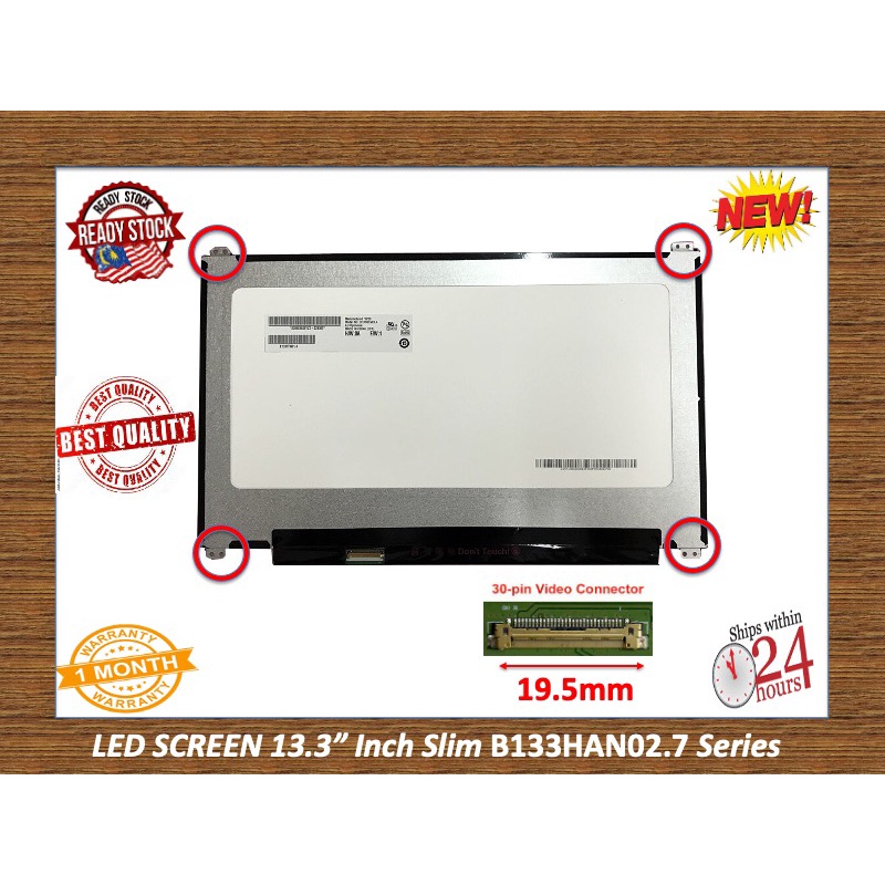 13.3 inch IPS 30 Pin Slim LED SCREEN B133HAN02.7 B133HAN02.1 B133HTN01 ...