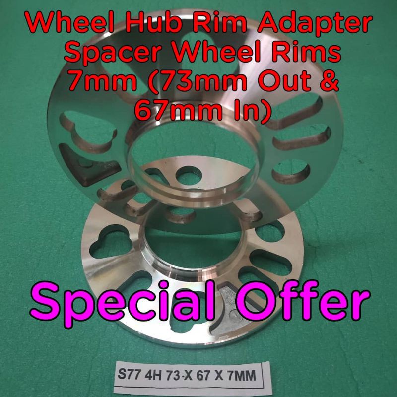 Wheel Hub Rim Adapter Spacer Wheel Rims 7mm (73mm Out & 67mm In) 1Pair