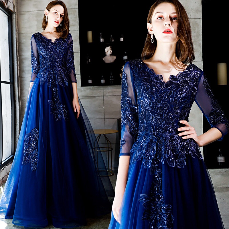 Maxi Plus Size Formal Gown For Ninang Banquet Sequin Embroidery