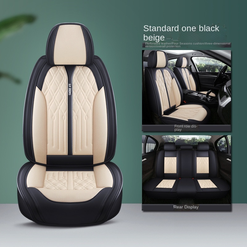 Custom Fit Full Coverage Car Seat Covers PU Leather Full Set Front Seat ...