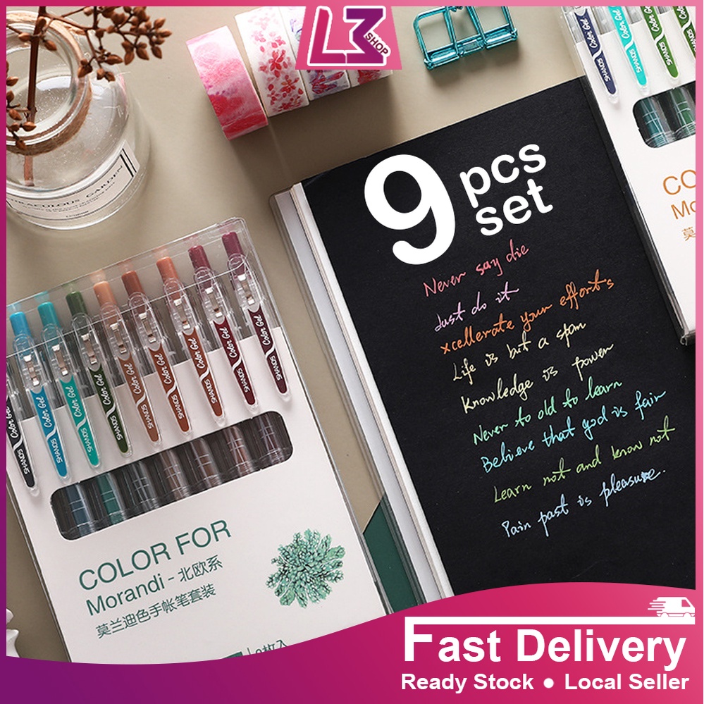 Ready Stock 9 Pcs/set Color Gel Pen Colour Large-capacity Pens Neutral ...